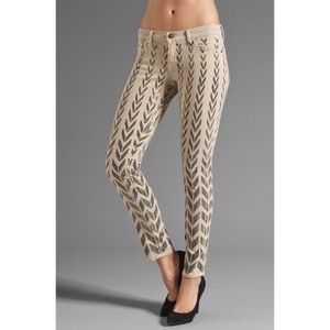 Current Elliott The Ankle Skinny Khaki Chevron